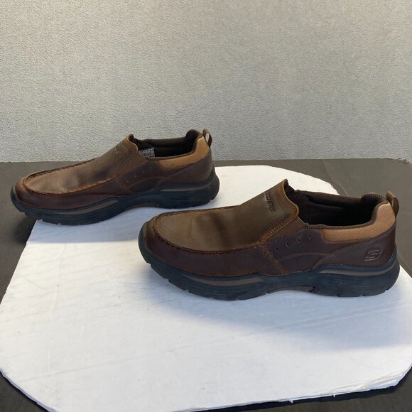Skechers Shoes Relaxed Fit Seveno Mens Sz 11.5 Brown Leather Slip On‎ 66146 - Picture 15 of 16